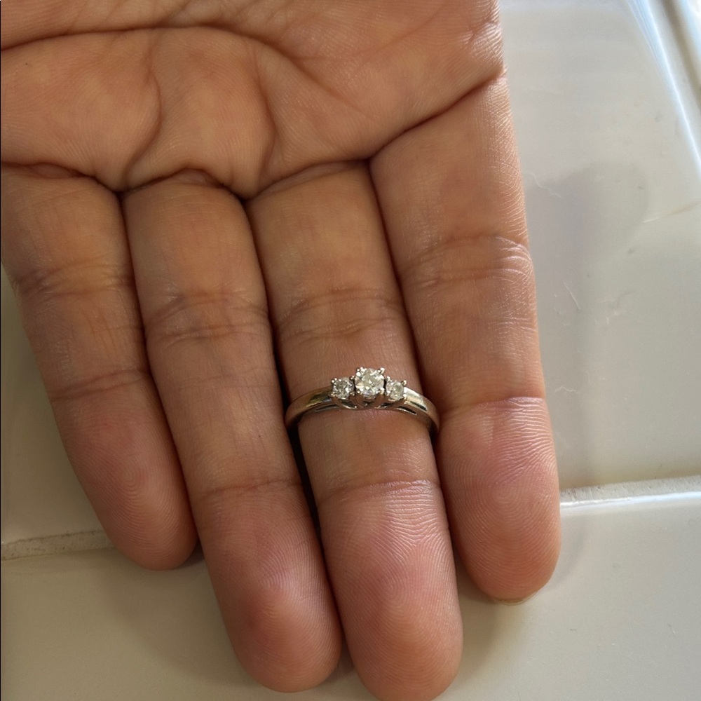 Zales 14k White Gold with Trio of Diamonds